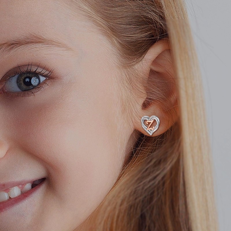 INFUSEU Initial Earrings for Women Letter Jewelry Small Heart Shaped