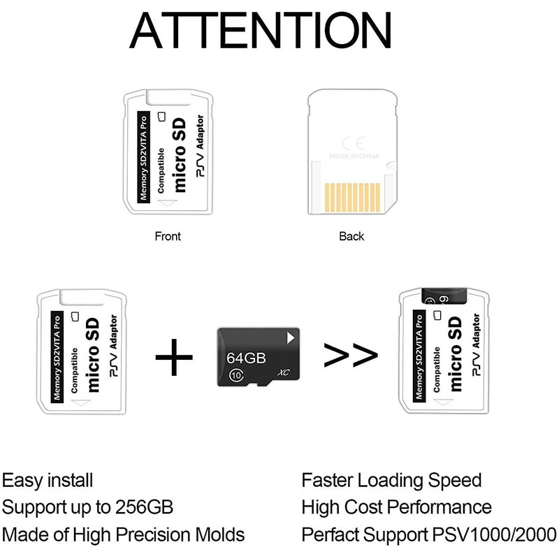 Memory SD2VITA Pro Compatible Micro SD PSV Adapter, 5.0 Version