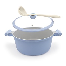AIKENBBKK 5 Quart Stock Pot with Lid, Non Stick Cooking Pot, Ceramic Soup Pot Nonstick, Induction Cookware for Pasta,Soup,Spaghetti, Stay-Cool Handle, Suitable for All Stoves, PFAS-Free, Blue