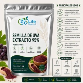 Extracto De Semilla De Uva 95%, 1 Kilo Grado Alimenticio