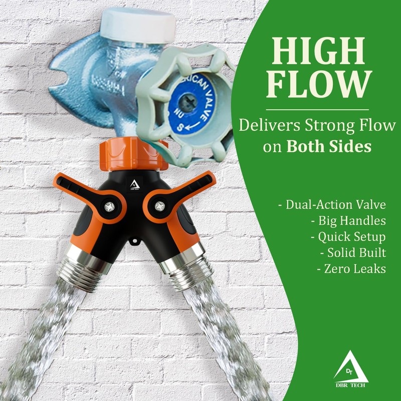 Hose Splitter 2 Way, Heavy Duty Metal Connector, Two Way