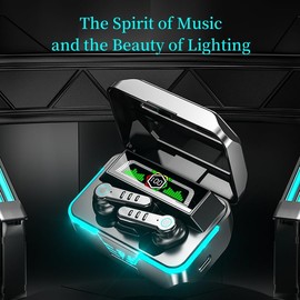 YONGYUN Bluetooth Headphones Wireless Earbuds with Digital Display & Charging Case Noise Cancelling Game Headset 95hr Running-Time Waterproofs Sports Earphone Music Gift