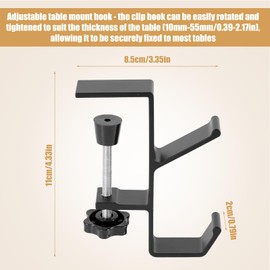 NQEUEPN 2pcs Desk Handbag Hanger, Metal Mount Purse Holder Hook Adjustable Desk Bag Clamp Branch Shaped Desk Mount Backpack Hook, Keeping Tidy and Clean (Grey)