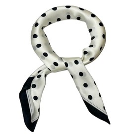 WESTEND CHOICE Square Satin silk Scarves Printed Neck Scarf 50s Retro Women Scarf Lightweight Silky Bandana Wrap women's scarves 70 x 70 cm (Off white)