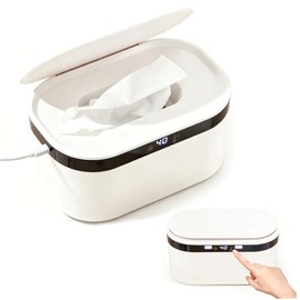 Wet Wipe Warmer, Portable Heated Wipes Dispenser with Night Light, Large Capacity, 5 Temperature Levels & Display, USB Powered, Ideal for for Babies, Home, Car & Travel, White