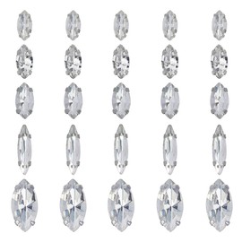 OLYCRAFT 100pcs Sew on Rhinestone Transparent Horse Eye Sew on Rhinestone Sewing Rhinestone Glass Stones for Clothes Dress Jewelry Accessories Parts with Base