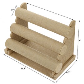 Okllen 3 Tiers Bracelet Holder, Jewelry Organizer Bracelet Bangle Display Stand, Detachable Jewelry Holder Rack for Watch, Necklace, Earring, Hairband, Linen