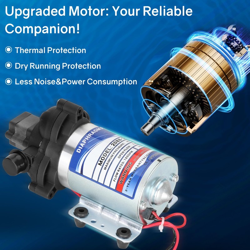 Etespie Automatic-Demand Diaphragm Pump 2088-343-135, 12V DC, 3.0 GPM With