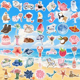 150 PCS Summer Aesthetic Sticker Pack,Cute Watercolor Decals,Vinyl Waterproof Sticker for Water Bottle Laptop Journal Scrapbook,Beach Stickers for Kids Teens Adults,Summer Decorations & Party Favors