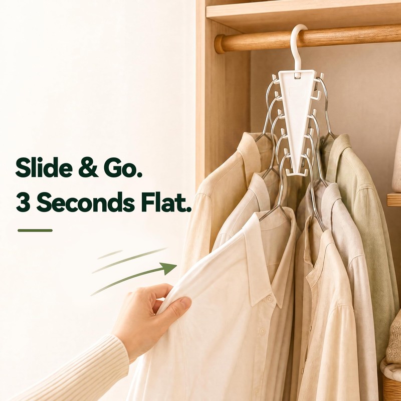 12 Hook Rotating Clothes Hanger, 360° Space Saving Wardrobe Organiser