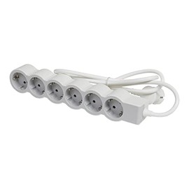 LEGRAND, 694557 694557 Flat Power Strip 6-Way Socket Multiple Socket 1.5 m Cable Length Ultra White Grey