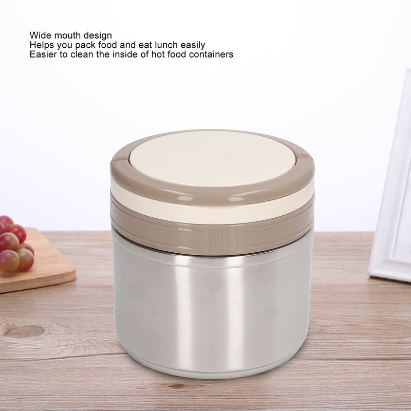 304 Stainless Steel Porridge Box Portable Round Insulated Lunch Container
