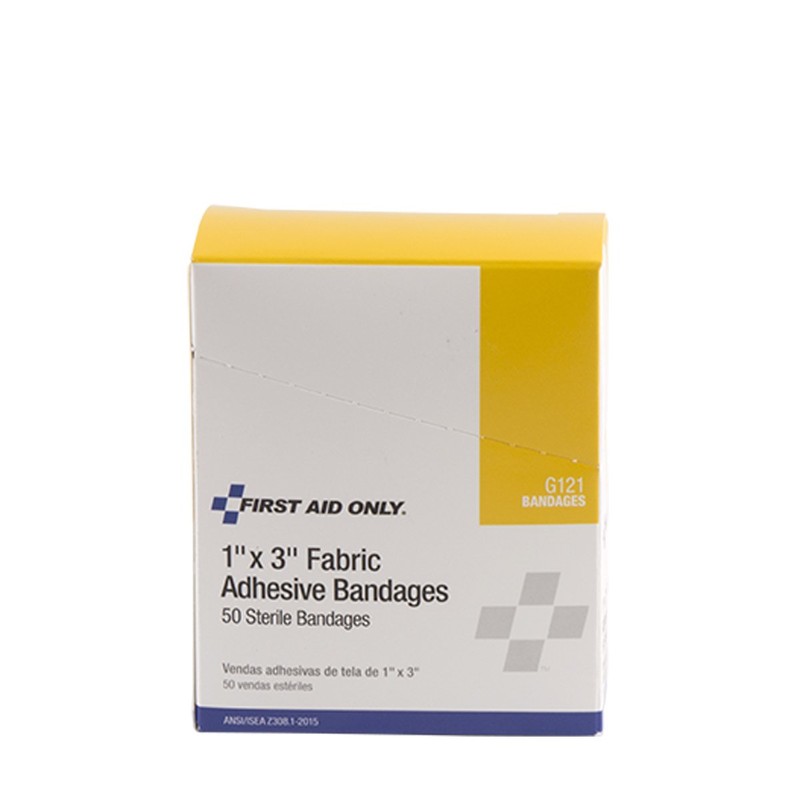 First Aid Only G121: 1"X3" Fabric Bandages, 50/Box