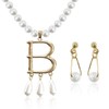 1 Piece of Alphabet Pearl Necklace and 1 Pair of