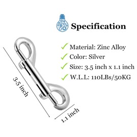 Bolt Snaps Double Ended Hook 6 Set 3.5inch/90mm Zinc Alloy Trigger Metal Clips for Key Chain Dog Leash Horse Pet Sling Feed Buckets