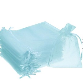 Time to Sparkle 25 Pieces Pouches Organza Gift Bags Oragnza Wedding Favour Bags Jewellery Packing (Baby Blue, 7x9cm)