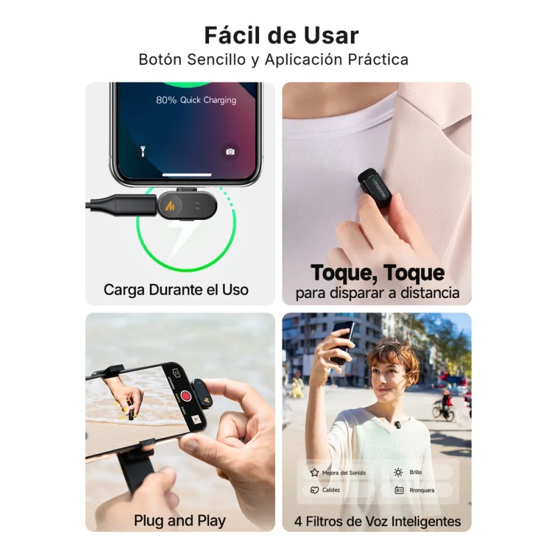 Maono Micrófono Inalámbrico Solapa Para Android Pc,2 Micrófonos Lavalier Usb-c