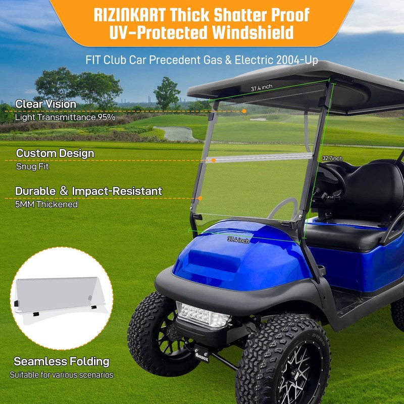 RIZINKART Club Car Precedent Windshield,Customize 5MM Thicken Windshield Replacement Fits