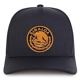 Trendy Apparel Shop Sinaloa Mexico Patch Premium Cotton 5 Panel Pro Style Cap - Black - Gold Patch