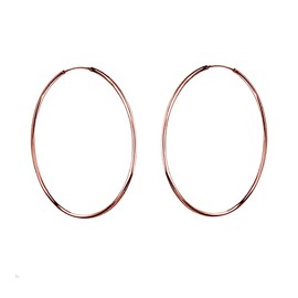 Nenalina 322091-400 Silver Women's Creole Earrings 40 mm Large Rose Gold, 925 Sterling Silver, Hoop Earrings for Women, Gold-Plated Hoop Earrings Thin, Sterling Silver, No Gemstone