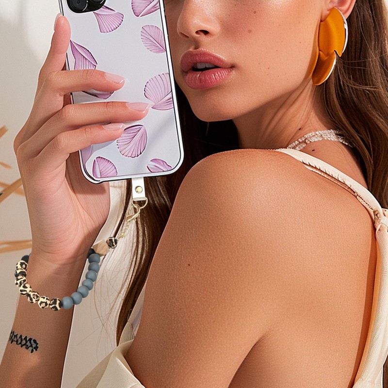 LEGENTLISUR Rainbow Silicone Beaded Phone Wrist Strap Cellphone Wristlet Lanyard