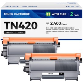 TN420 Toner Cartridge Black 2-Pack Replacement for Brother TN450 TN420 TN-450 TN-420 Toner Compatible with HL-2270DW HL-2280DW HL-2230 MFC-7360N MFC-7860DW DCP-7065DN Intellifax 2840 2940 Printer