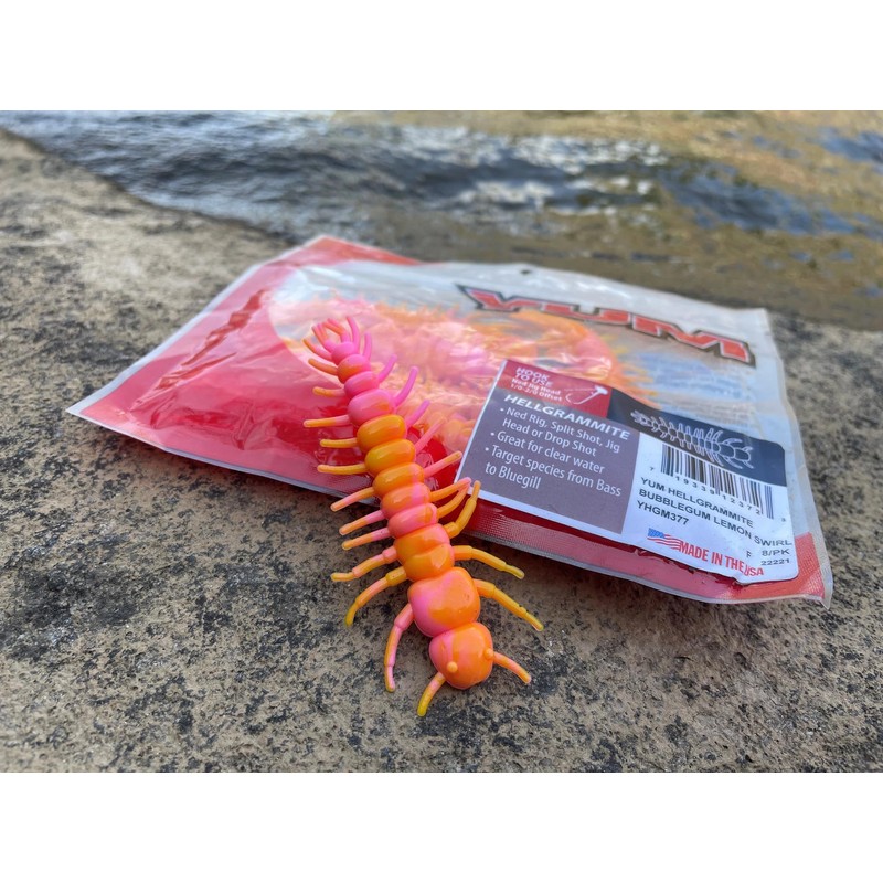 Yum Lures 3" Hellgrammite-BUBBLGMLMNSWR Fishing Lure, 8 Per Bag