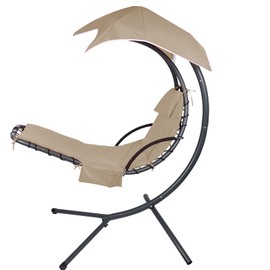 Hammock Umbrella-Lounge Chair Swing Cushion Cover Outside, Machine Washable -Waterproof-Breathable Hanging Chaise Lounge Outdoor Cushions Covers and Umbrella (Cushion Not Included), Yellow