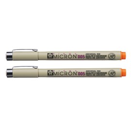 Micron Pen, Waterproof/Fade Resistant, 0.20mm Point, Orange