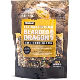 Fluker's Grub Bag Calcium Fortified Treats, All Natural Omnivore Blend Packed with Protein, Fruits, and Vegetables, for Bearded Dragons and Reptiles, 4 oz