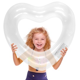 Kid Heart Pool Float,pool floats for kids, Water Fun Beach Party Toys for Kids，Birthday scene layout props. （18 in, Transparent glitter）