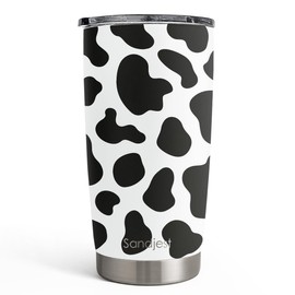 SANDJEST Cow Print Tumbler 20oz Stainless Steel Insulated, Travel Coffee Cup, Gifts for Cow Lovers Women Girls, Birthday Christmas