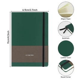 TUNJILOOL Notebook A7, Dotted Journal 2 Piece Notebook Set, 192 Pages Notebooks Hardcover, Premium 80 gsm Papie Thick, PU Hard Cover Notebook for Women and Men in the Office or School