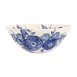 Vietri Blue Camellia Deep Serving Bowl - 12.5" x 14.5" Ceramic Italian Food Server Dish Dinnerware