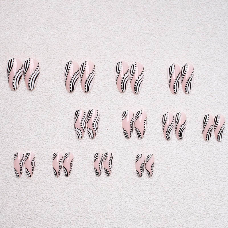 SINHOT Stiletto Press on Nails Long - Zebra Stripes Fake