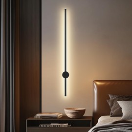 AOMEI 39.5 Inch Black Full-Spectrum Tri-Color Dimming 3000/4000/6000k Wall Lamp Indoor, 350° Rotation Reading Lamp for Living Room, Bedroom (Black)