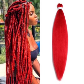 BALINGHAIR Braiding Hair Pre-Stretched Kanekalon High Temperature Synthetic Fiber Braid Hair Red (A12-1Pack)