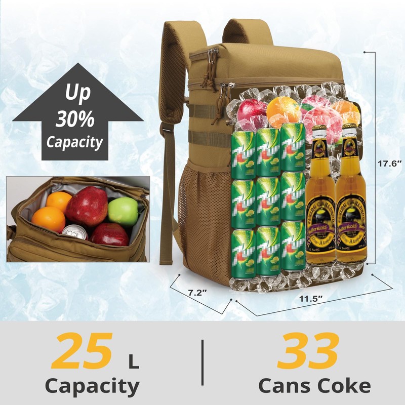 Tactical Backpack Cooler,Soft Lightweight Leakproof Cooler Backpack,Insulated Cooler Bag,Portable Soft