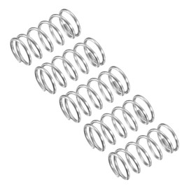 sourcing map Compression Spring, 5Pcs 304 Stainless Steel, 10mm OD, 1mm Wire Size, 20mm Free Length, Silver Tone