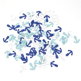 KtbeYTi Pack of 100 Confetti Decoration Anchor, 23 x 18.5 mm Maritime Decorative Wooden Anchor for DIY Party Decoration (Light Blue, Blue, White)