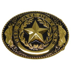 Generic The State of Texas Star Gold/Brass Colored Belt Buckle