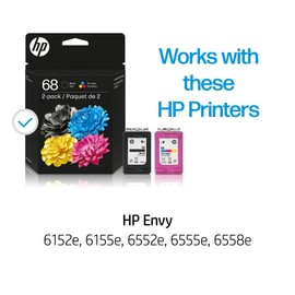 HP 68 Black/Tri-Color Ink Cartridges (2-Pack) | Works Envy 6100e, 6500e Series | Eligible for Instant Ink | 6L6S2TN