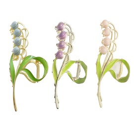 Large Size Flower Hair Clip - Lily of the Lily Design Durable Metal for Wedding or Daily Use (Lily Blue + Purple + Pink)