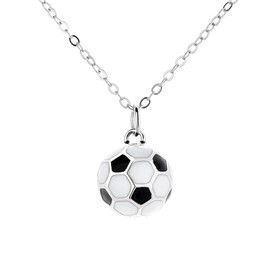Soccer Ball Pendant Necklace 925 Sterling Silver for Women Girls Fashion Round Ball Charm Necklace Football Sport Choker Necklaces Trendy Sport Fan Jewelry