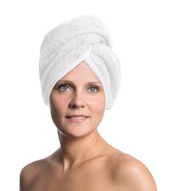 ZOLLNER Hair Turban in White - Soft Hair Towel with Button Closure - Quick-Drying - Washable up to 60°C - Cotton