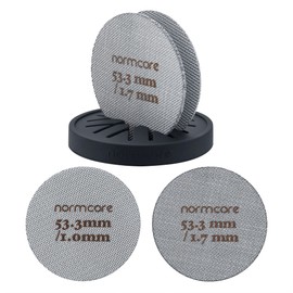 Normcore - Paquete de 2 pantallas de disco de 53,3 mm con soporte, visualización de ducha de contacto reutilizable con soporte de silicona - Malla de 1,7 mm / 1,0 mm de grosor de 150 μm, compatible