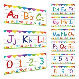 Lachilly 12 Pcs 26 Letters and 0-9 Numbers Flash Cards, Headers Subject Titles for Bulletin Board Classroom, Classroom Wall Poster, Kids Educational Toys Teaching Aids Classroom Decoration