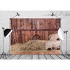 CORFOTO Fabric 9x6ft Western Barn Backdrop Photography Hay Log Cabin