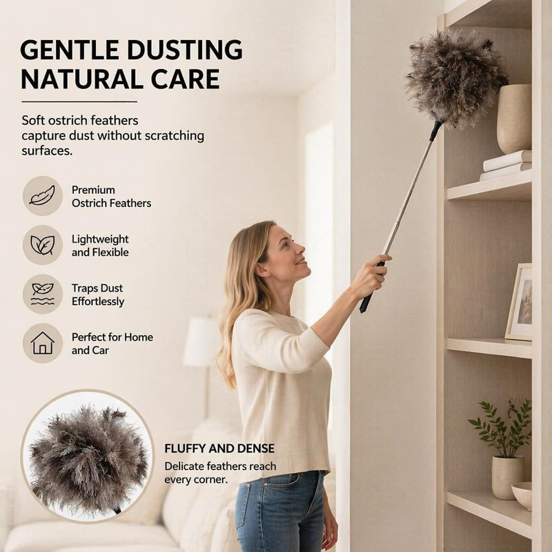 Home Cleaning Bundle - Feather Duster - Corner Brush -