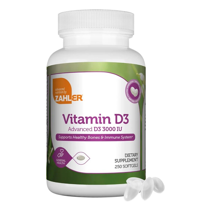 Zahler Vitamina D3 - 3000 Ui - 250 Cápsulas Blandas